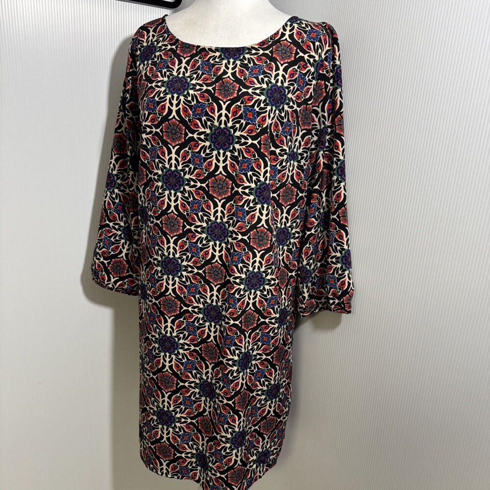 Old Navy Dark Floral Print Dress Lg Long Sleeve Casual Dress Fairy Grunge Sheath